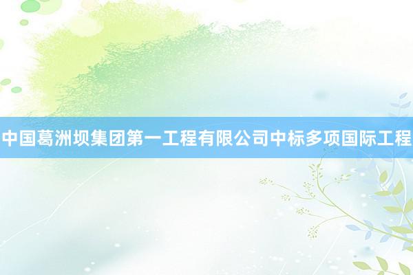 中国葛洲坝集团第一工程有限公司中标多项国际工程